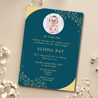 Carte d'invitation turquoise Photo Annaprashan