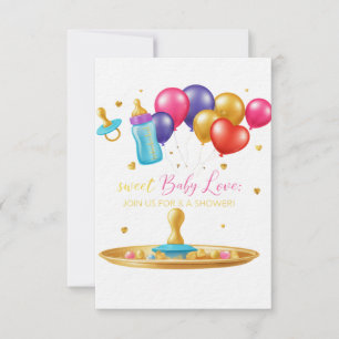 Carte d'invitation ultra-épaisse Sweet Baby Love -
