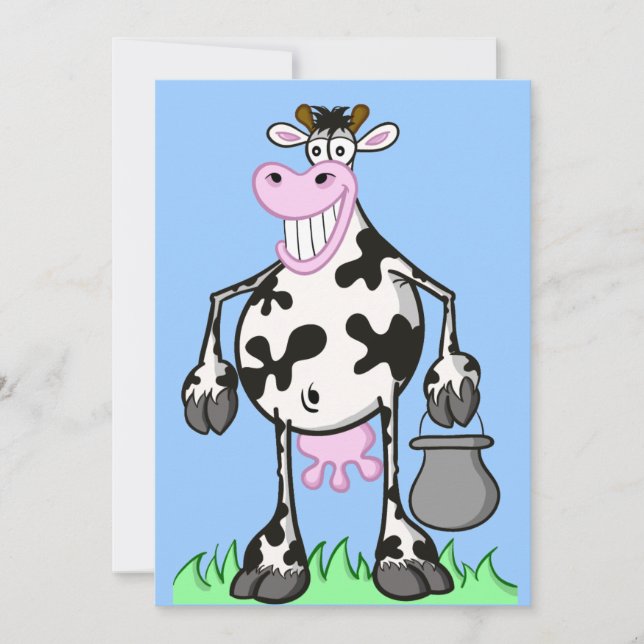 carte d'invitation "vache drôle" (Devant)