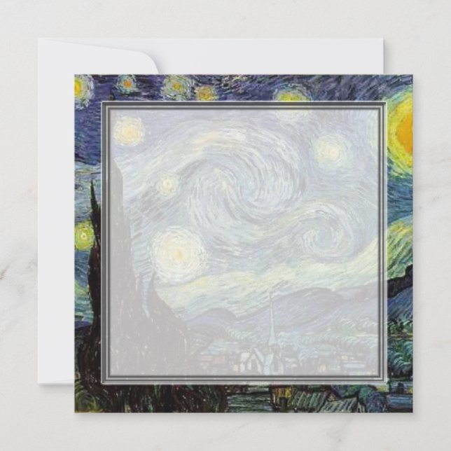 carte d'invitation vierge, van Gogh nuit étoilée (Devant)