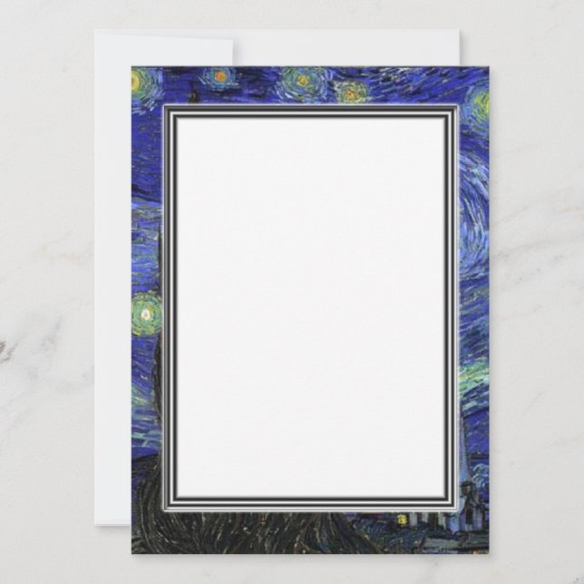 carte d'invitation vierge, van Gogh nuit étoilée (Devant)