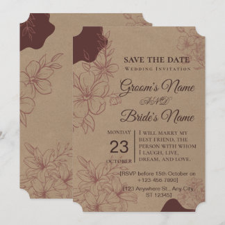 Carte d'invitation vintage florale pour annoncer l