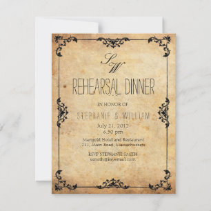 Carte d'invitation vintage pour le dîner de répéti