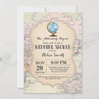 Carte d'invitation Wedding shower d'aventure Voyag