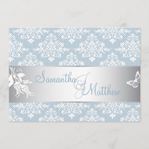 Carte d'invitation Winter Frost Mariage damassé