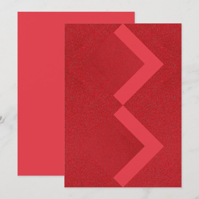 Carte d'invitation Zigzag Red Textured - personnal (Devant / Derrière)