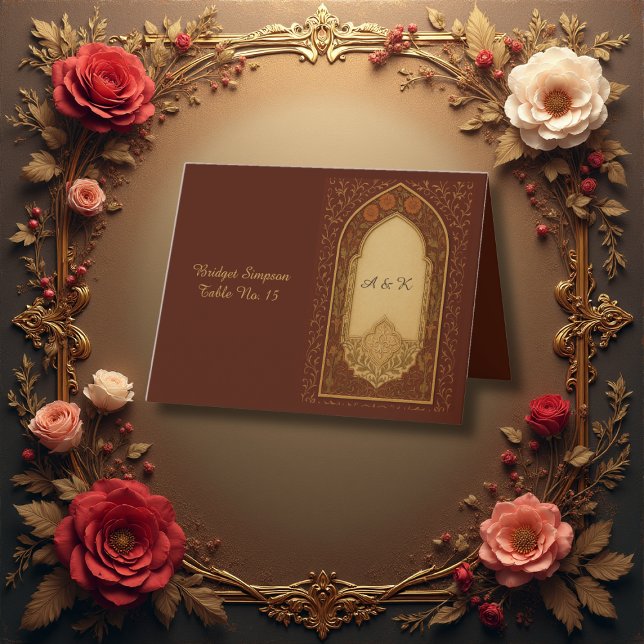 carte d'invité Arabian Floral Arch en terre cuite  (Créateur téléchargé)