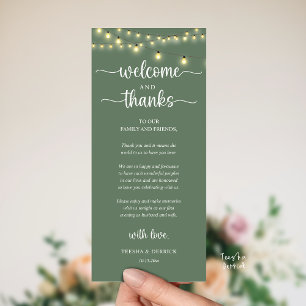 Carte d'invité de réception rustique "Bienvenue et