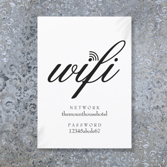 Carte d'invité Wifi Network and Password Sign (Wifi Network and Password Sign Guest Card)