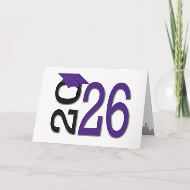 Carte Diplôme 2026 Couleurs de l'école Violet et Noir (Devant)