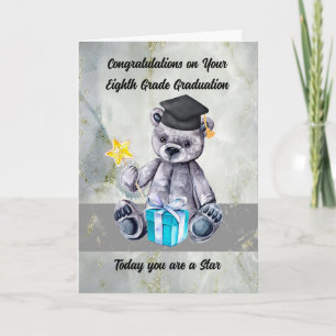 Carte Diplôme de 8e année avec ours en peluche portant C