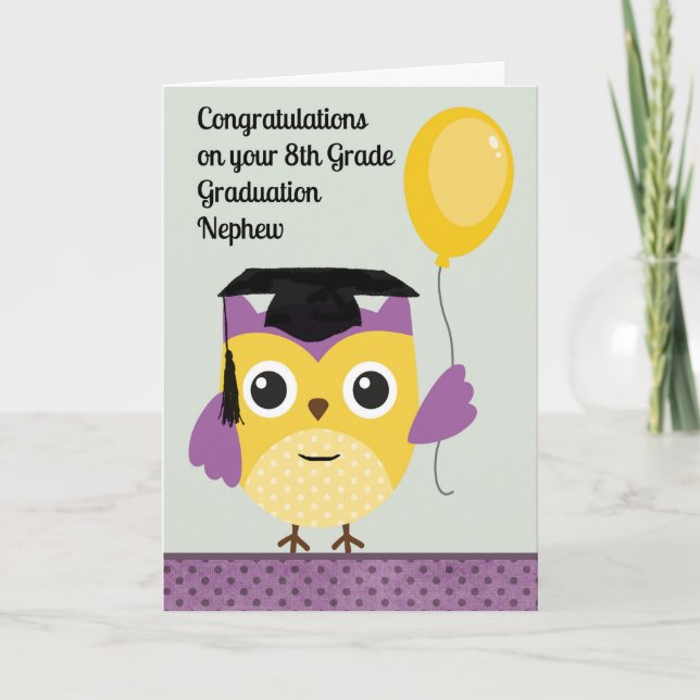 Carte Diplôme de 8e année pour Nephew avec Chouette (Devant)