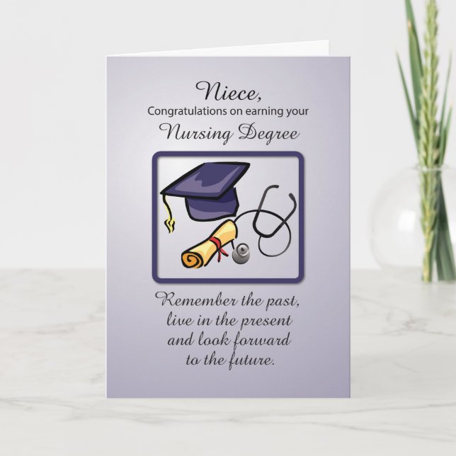 Carte Diplôme de fin d'études d'infirmière pour nièce (Devant)