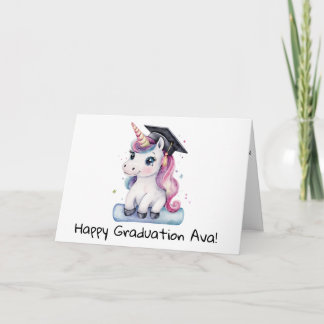 Carte Diplôme de fin d'études personnalisé Licorne Rose