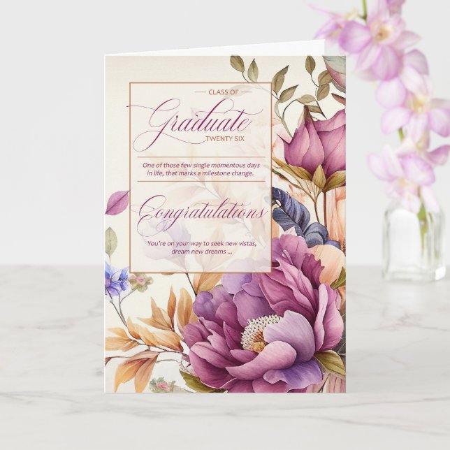 Carte Diplômé de la promotion 2026 Élégance de floraison (Orchidée)