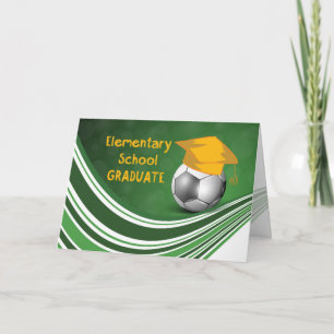 Carte Diplôme de l'école primaire, balle de football et