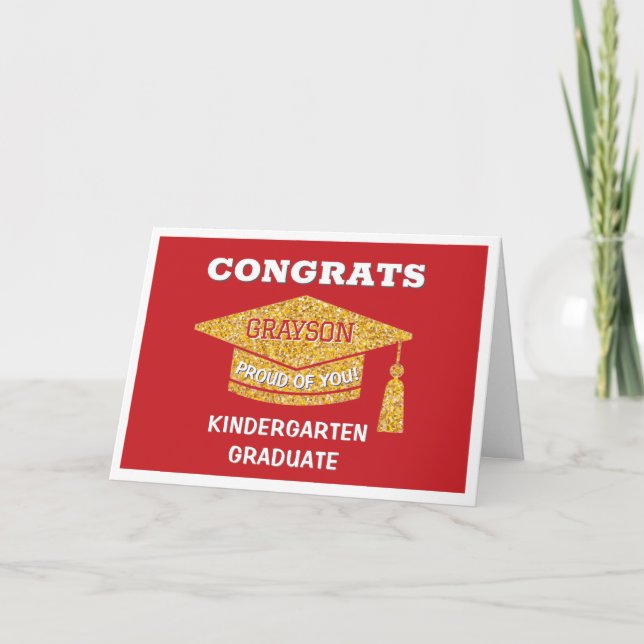 Carte Diplômé de maternelle Félicitations rouge (Devant)