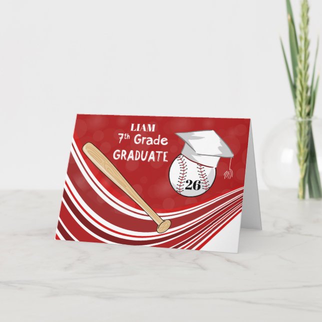 Carte Diplôme de Septième Classe Batte de Baseball Chape (Devant)