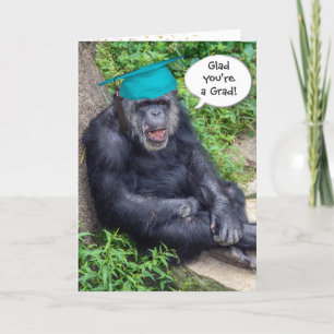 Carte Diplômé en chimpanzé avec Casquette Turquoise