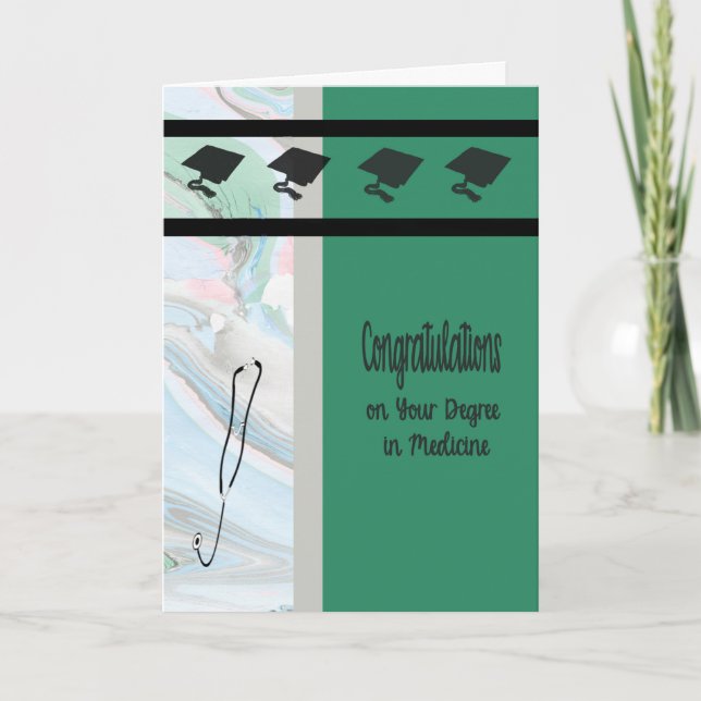 Carte Diplôme en médecine, vert avec Casquette et stétho (Devant)