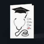 Carte Diplômé Médicale | Félicitations Nouveau Docteur<br><div class="desc">Carte de voeux pour l'obtention du diplôme Médicale de l'école pour offrir vos félicitations à un nouveau médecin junior.</div>