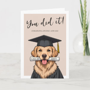 Carte Diplôme Mignon Golden Retriever Photo Personnalisé
