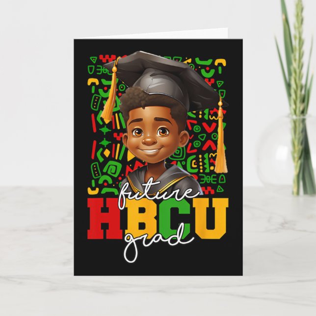 Carte Diplômé Noir Afro Collège Graduation Future Hbcu (Devant)