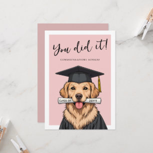Carte Diplôme personnalisé Chien Golden Retriever Mignon