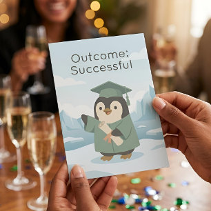 Carte Diplômé Pingouin   Résultat Réussi Humour Sec