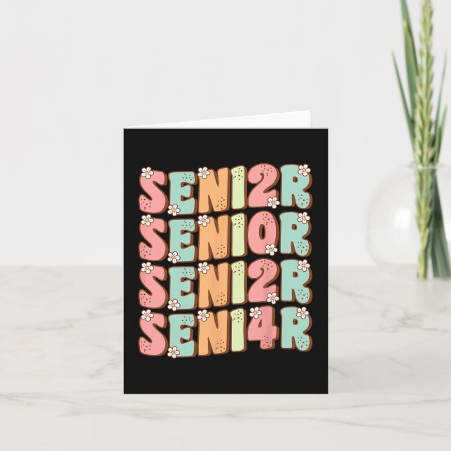 Carte Diplômé senior mignon groovy promotion 2024  (Devant)