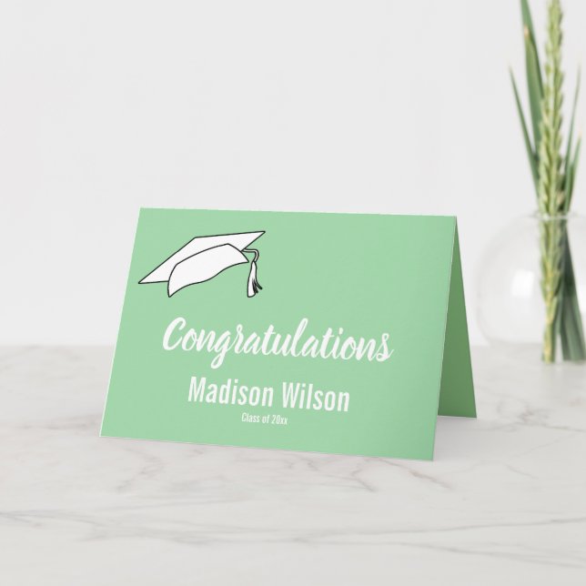 Carte Diplômé Vert Menthe Nom du Lauréat Félicitations  (Devant)