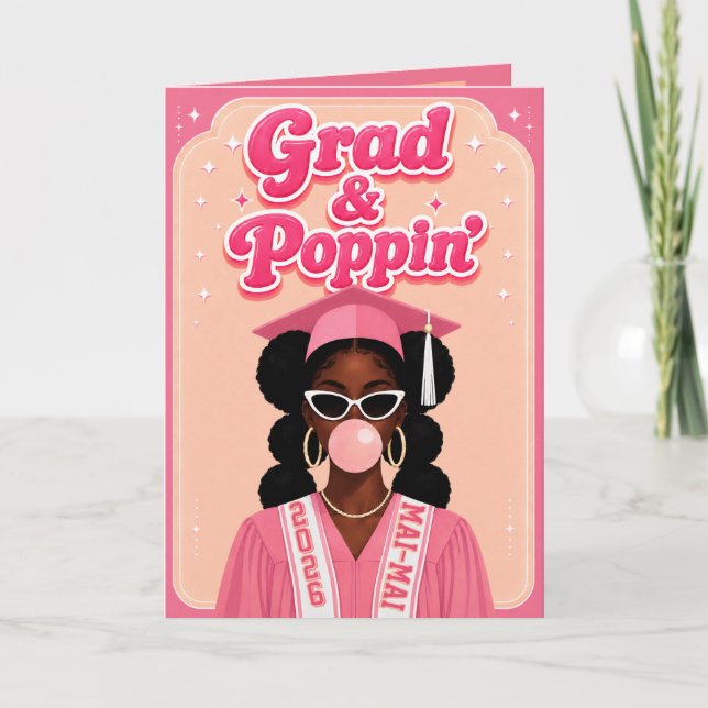 Carte Diplômée & Bulles de Chewing-Gum Rose Tendances de (Devant)