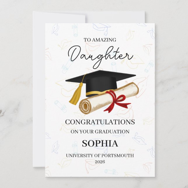 Carte Diplômée Fille Incroyable Personnalisée (Devant)