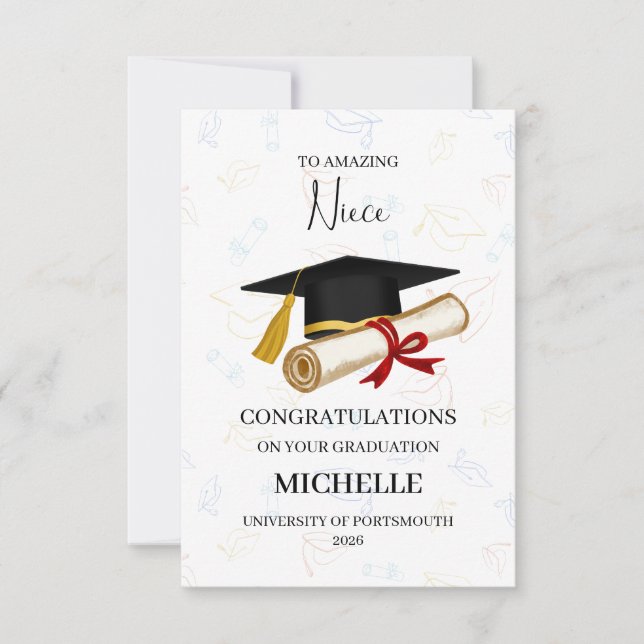 Carte Diplômée Nièce Personnalisée (Devant)