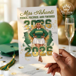 Carte Diplômée noire de la promotion 2026 Vert et Or