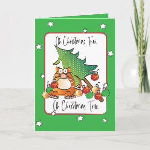 Carte Dire drôle Caricature de chat de Noël Humoristique