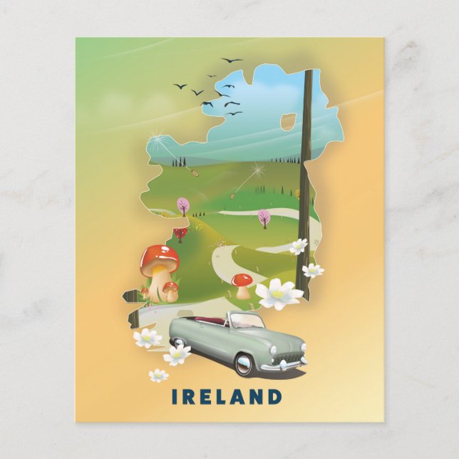 Carte d'Irlande affiche de voyage vintage (Devant)