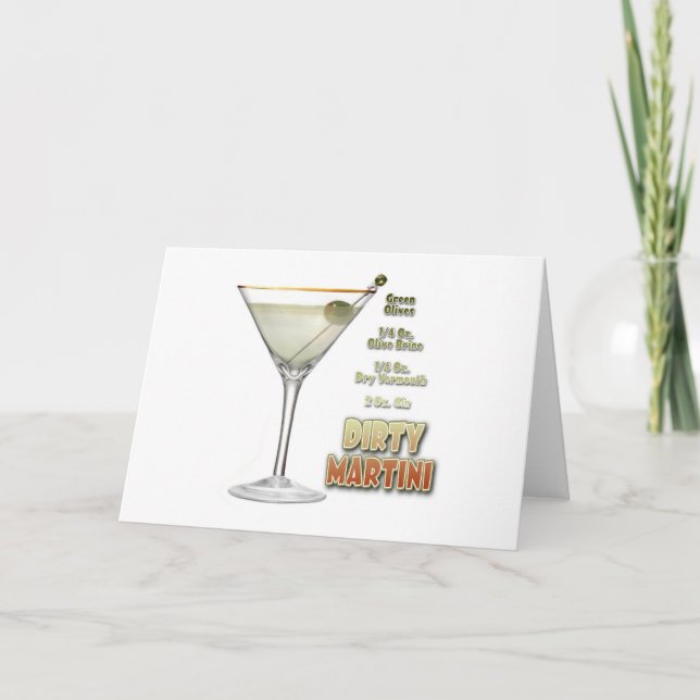 Carte Dirty Martini Cocktail Recette Art Greeting Card (Devant)