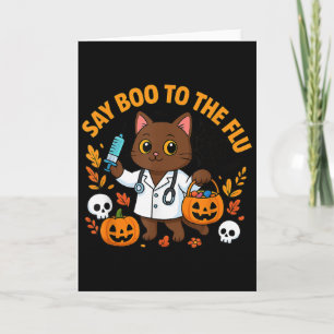 Carte Dis Bonjour à la grippe Chaton infirmière mignon H