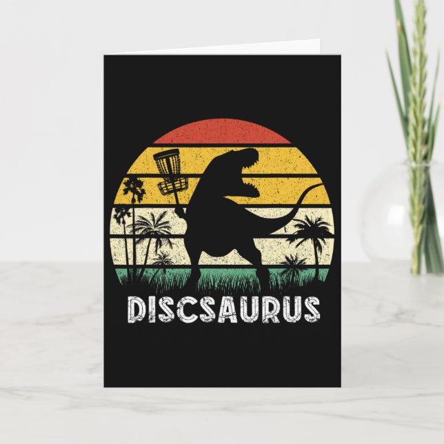 Carte Disc Golf Retro Dinosaur Disc Golf Player Frolf Fl (Devant)