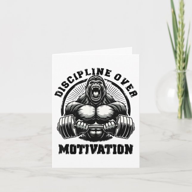Carte Discipline Over Motivation Weightlift Gym Quotes G (Devant)