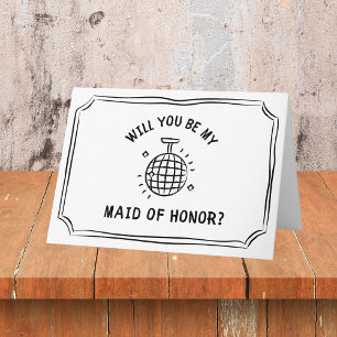 Carte Disco Ball Maid of Honor Proposition   Amusant et 