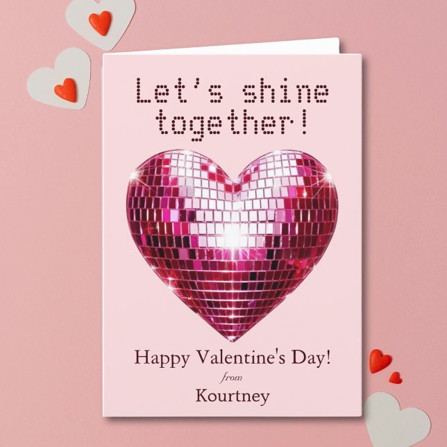 Carte Disco Heart Valentine's Day (Personalized Disco Heart Valentine's Day Card)