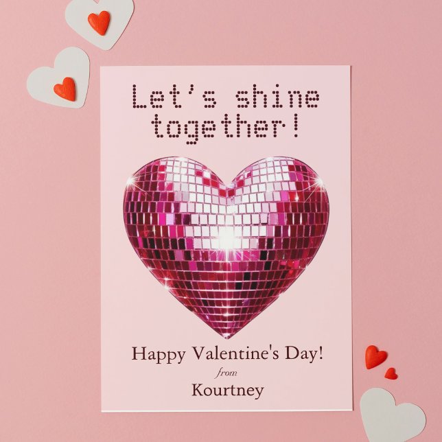 Carte Disco Heart Valentine's Day sur mesure (Customizable Disco Heart Valentine's Day Card)