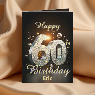 Carte Disco moderne Black Gold Mosaic 60e anniversaire