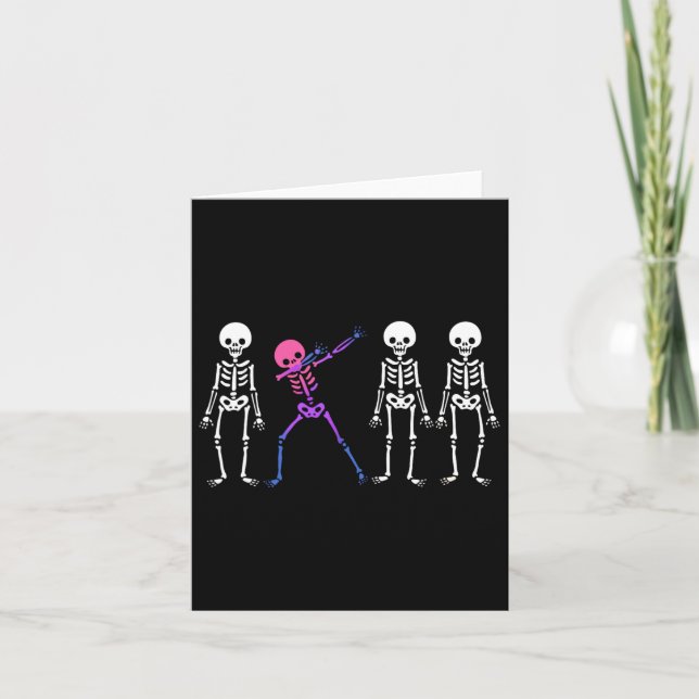 Carte Discret Biual Skeleton Subtle Bi Pride Halloween (Devant)