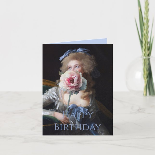 Carte Discrète avec Joyeux Anniversaire Paeonia Pink (Devant)