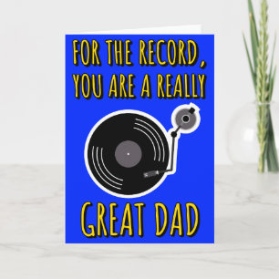 Carte Disque Vinyle Amoureux Bleu Fête des Pères