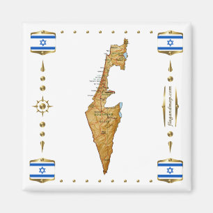 Carte d'Israël + Magnet des drapeaux
