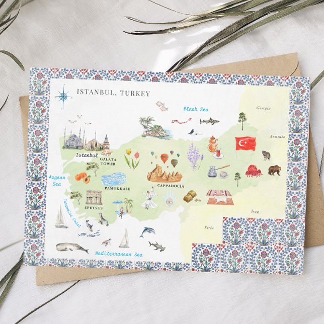 Carte d'Istanbul, Turquie à l'aquarelle (Créateur téléchargé)